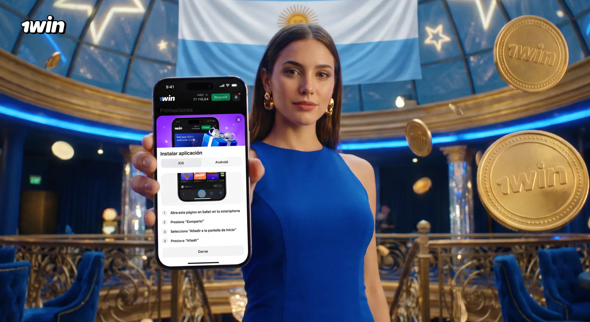 Instalación del archivo APK de 1win en Android